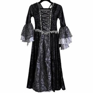 Spirit Halloween Gothic Vampire Witch Dress Child Large Black Velvet Costume